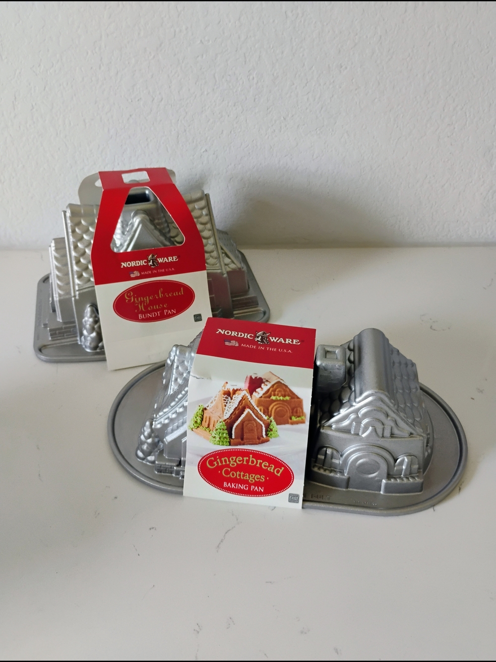 Nordic Ware Silver Gingerbread Cottages Baking Pan Set